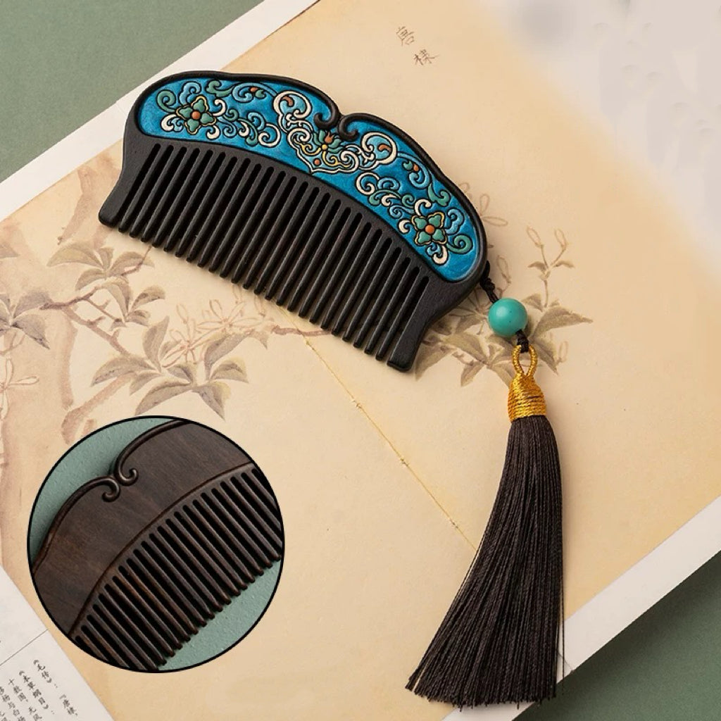 Nadine Hand-Painted Wooden Fine-Tooth Comb
