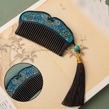 Nadine Hand-Painted Wooden Fine-Tooth Comb