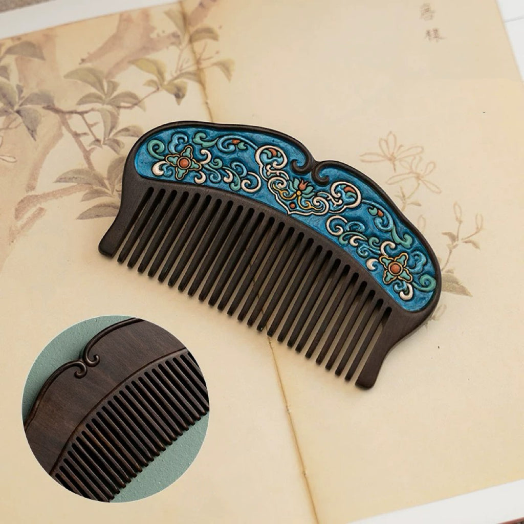 Nadine Hand-Painted Wooden Fine-Tooth Comb