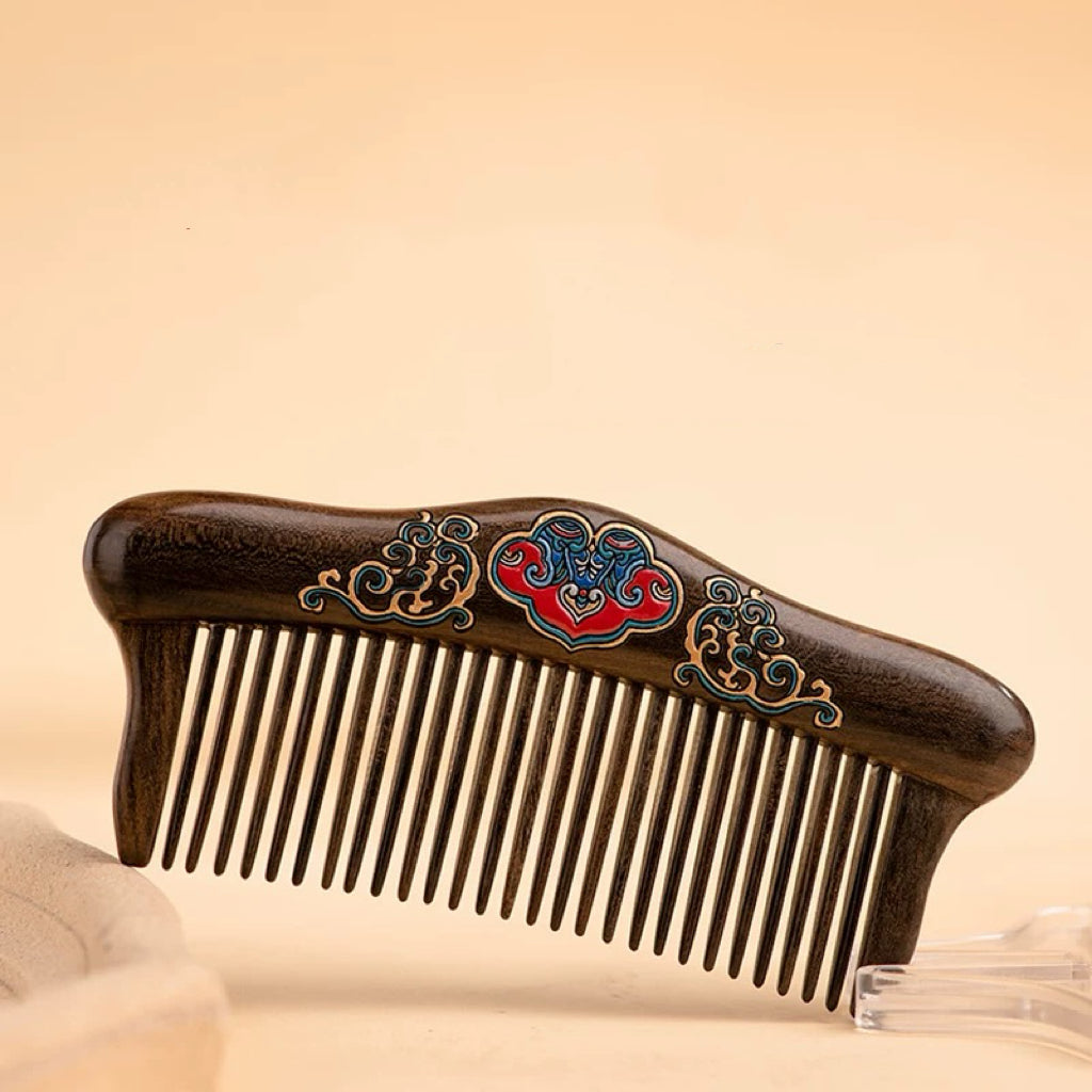 Nadine Hand-Painted Wooden Fine-Tooth Comb