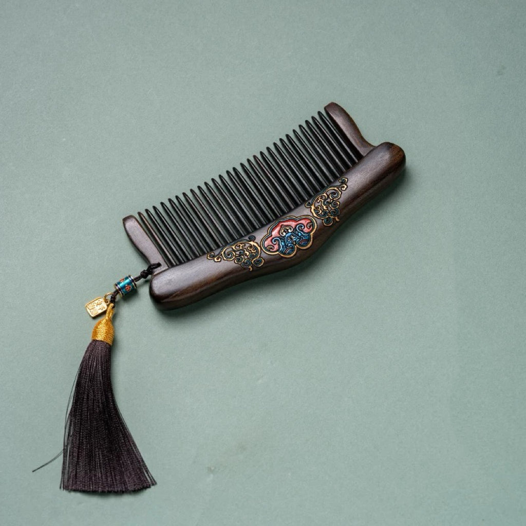 Nadine Hand-Painted Wooden Fine-Tooth Comb