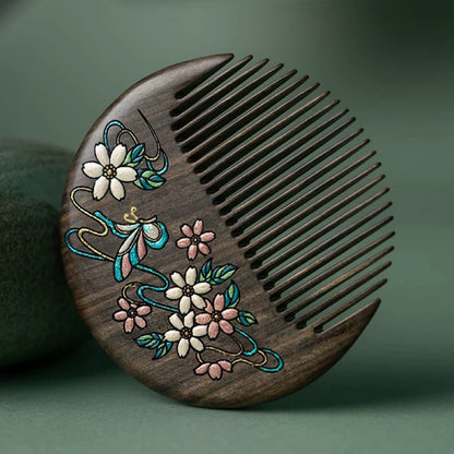 Vera Hand-Painted Wooden Fine-Tooth Comb