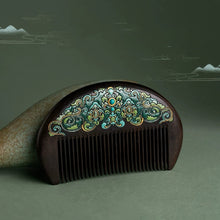 Natalie Hand-Painted Wooden Fine-Tooth Comb & Mirror Set