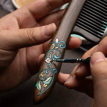 Megan Hand-Painted Wooden Fine-Tooth Comb