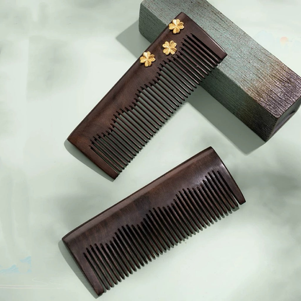 Gloria Hand-Painted Wooden Fine-Tooth Comb