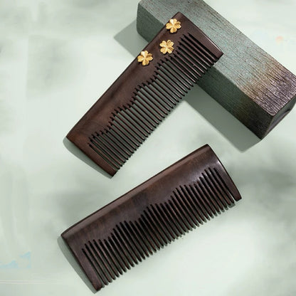 Gloria Hand-Painted Wooden Fine-Tooth Comb