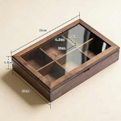 Boîte à bijoux Moonlight en bois massif avec couvercle en verre