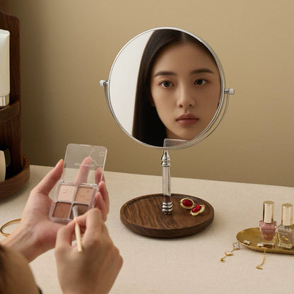 Miroir de maquillage de table en bois style rétro Élégance