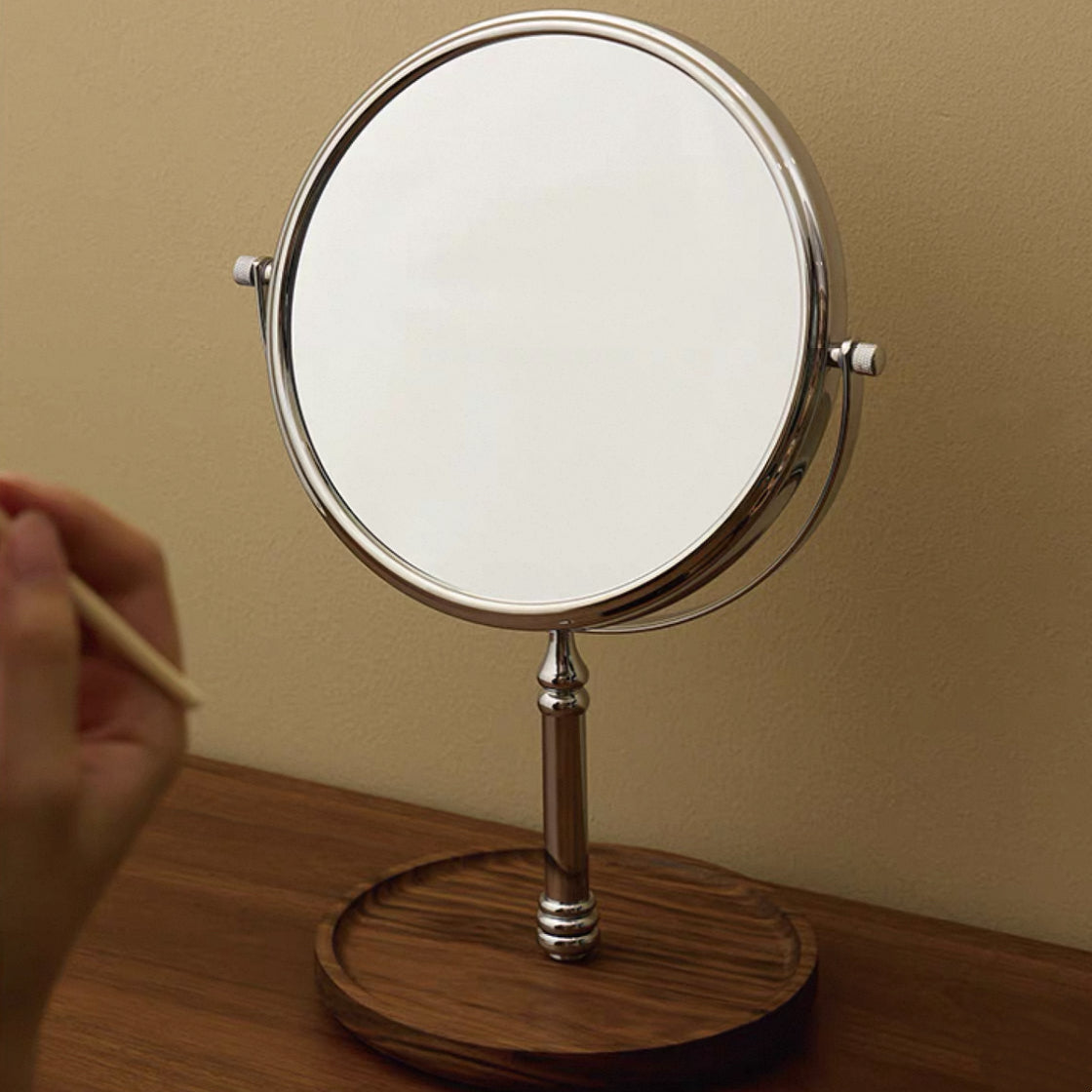 Miroir de maquillage de table en bois style rétro Élégance