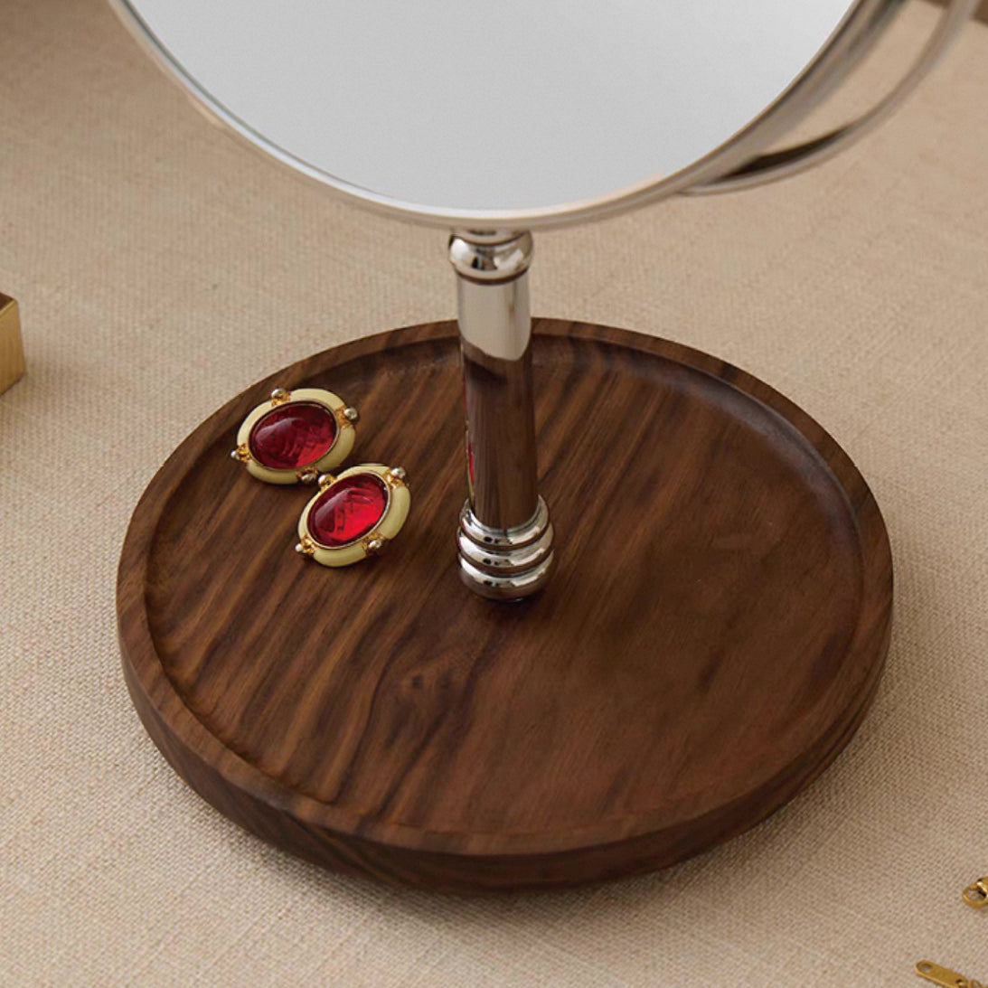 Miroir de maquillage de table en bois style rétro Élégance