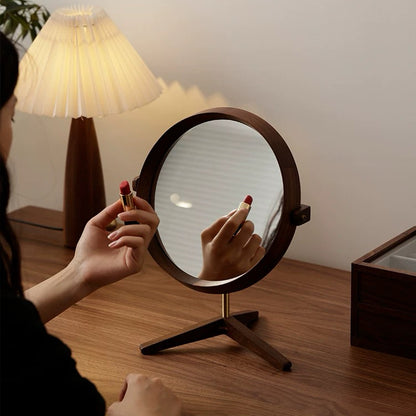 Miroir de maquillage de table en bois style rétro Élégance