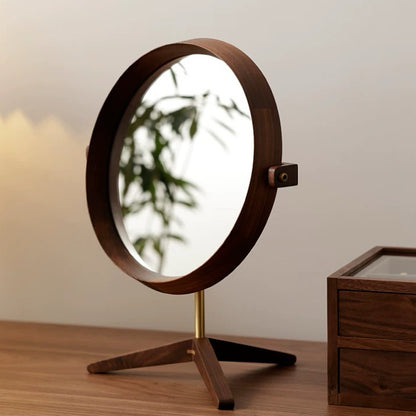 Miroir de maquillage de table en bois style rétro Élégance