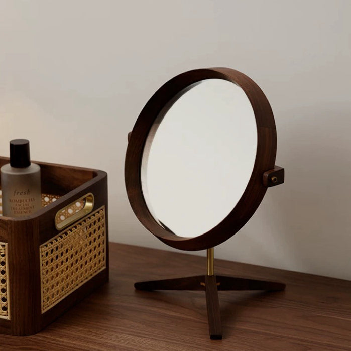 Miroir de maquillage de table en bois style rétro Élégance