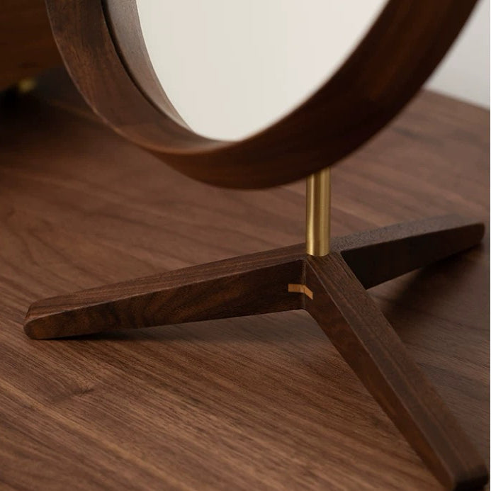 Miroir de maquillage de table en bois style rétro Élégance