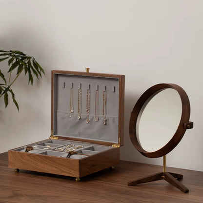Miroir de maquillage de table en bois style rétro Élégance
