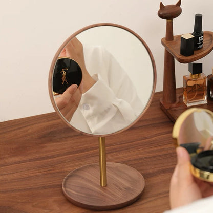 Miroir de maquillage de table en bois style rétro Élégance