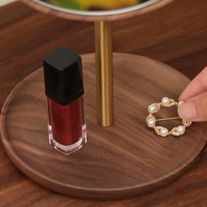 Miroir de maquillage de table en bois style rétro Élégance