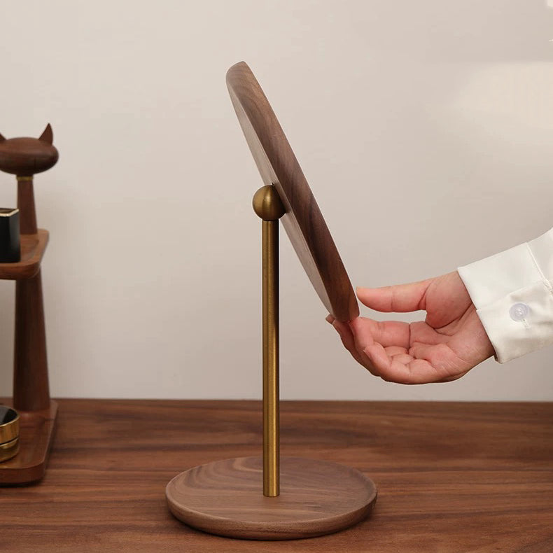 Miroir de maquillage de table en bois style rétro Élégance