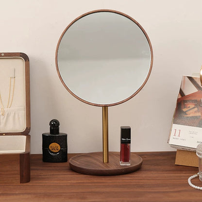 Miroir de maquillage de table en bois style rétro Élégance