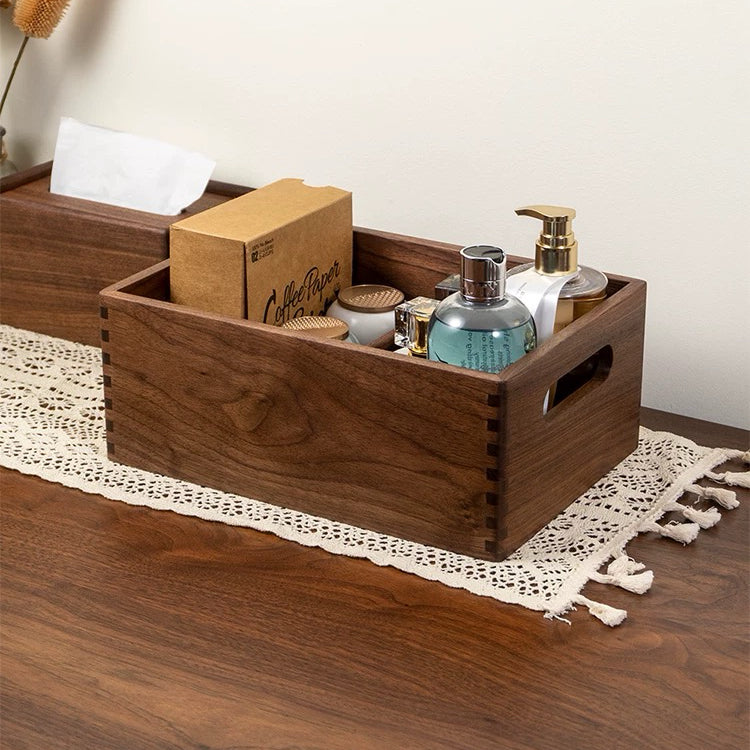 Paula Solid Walnut Makeup Organizer