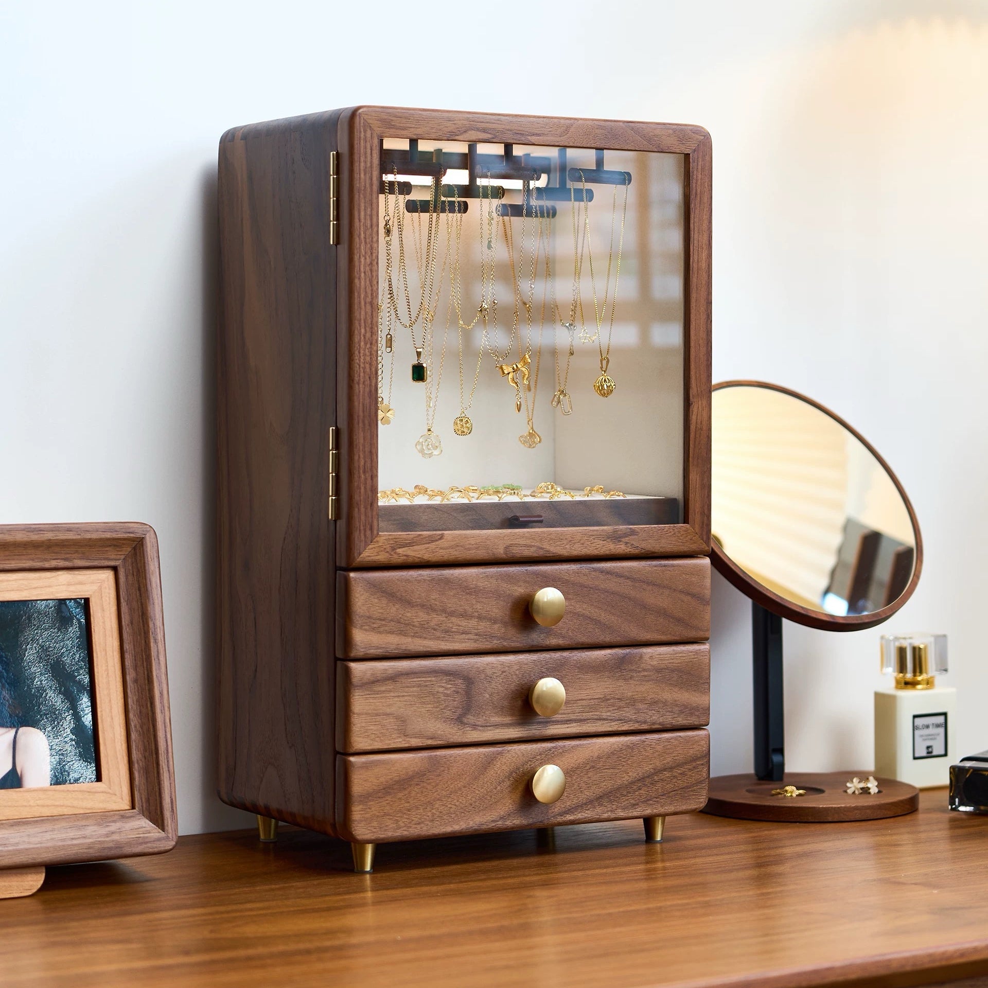 Lunaris Solid Walnut Jewelry Box