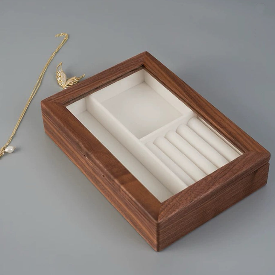 Luxury walnut jewelry organizer with refined craftsmanship