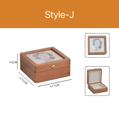 Merrin cherry wood jewelry organizer with artistic lid design
