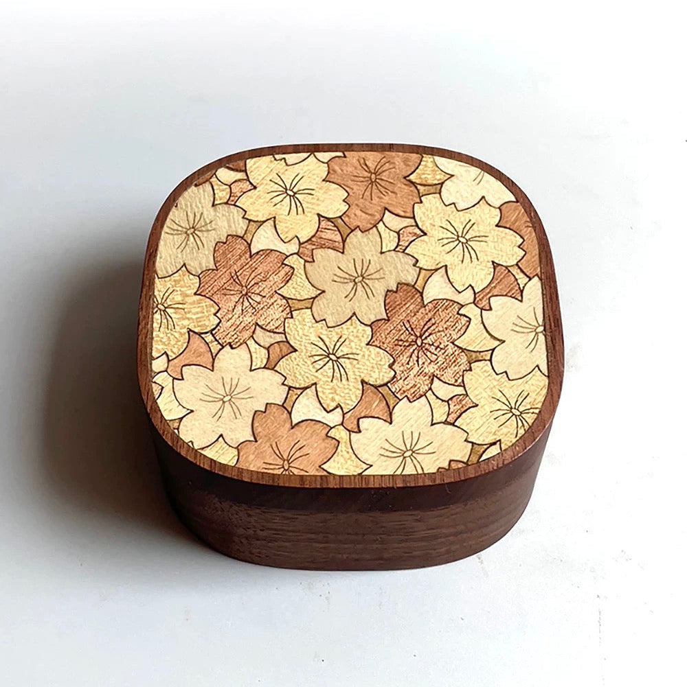 Minimalist Inlaya Handmade Walnut Retro Print Magnetic Jewelry Box