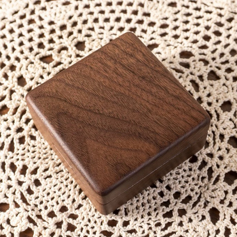 Movo Black Walnut Jewelry Box on wooden table