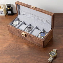 Natural walnut watch box with clean modern design