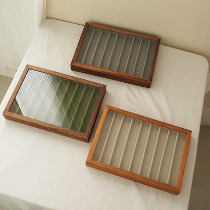 Necklace display jewelry box with solid wood frame and glass lid