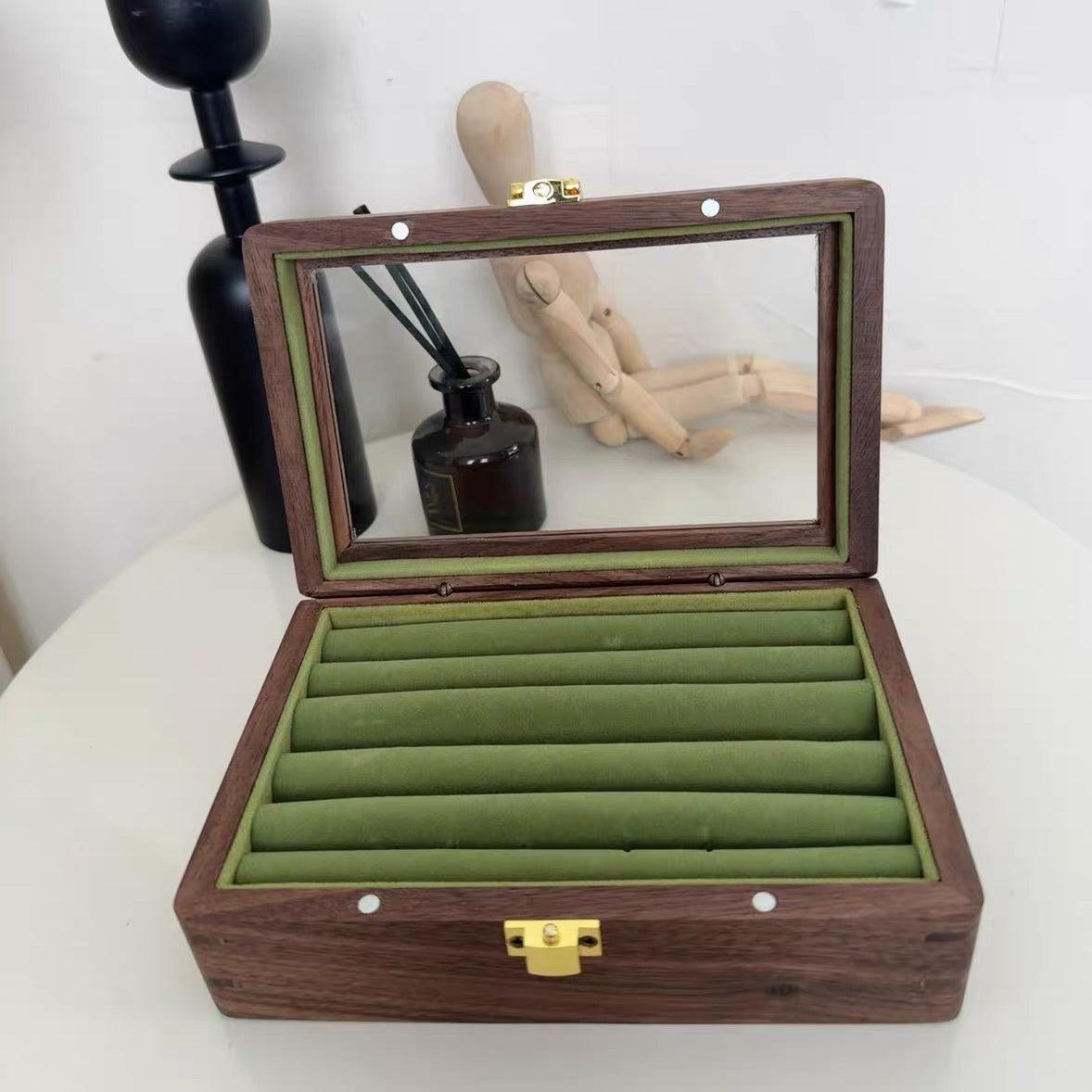 Nora solid wood jewelry box with natural finish