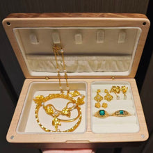 Open Choco Black Walnut Jewelry Box with rings inside