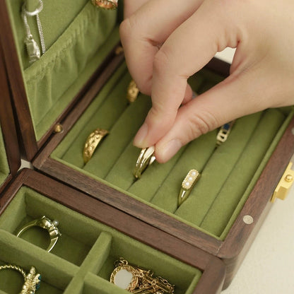 Premium solid walnut jewelry storage box