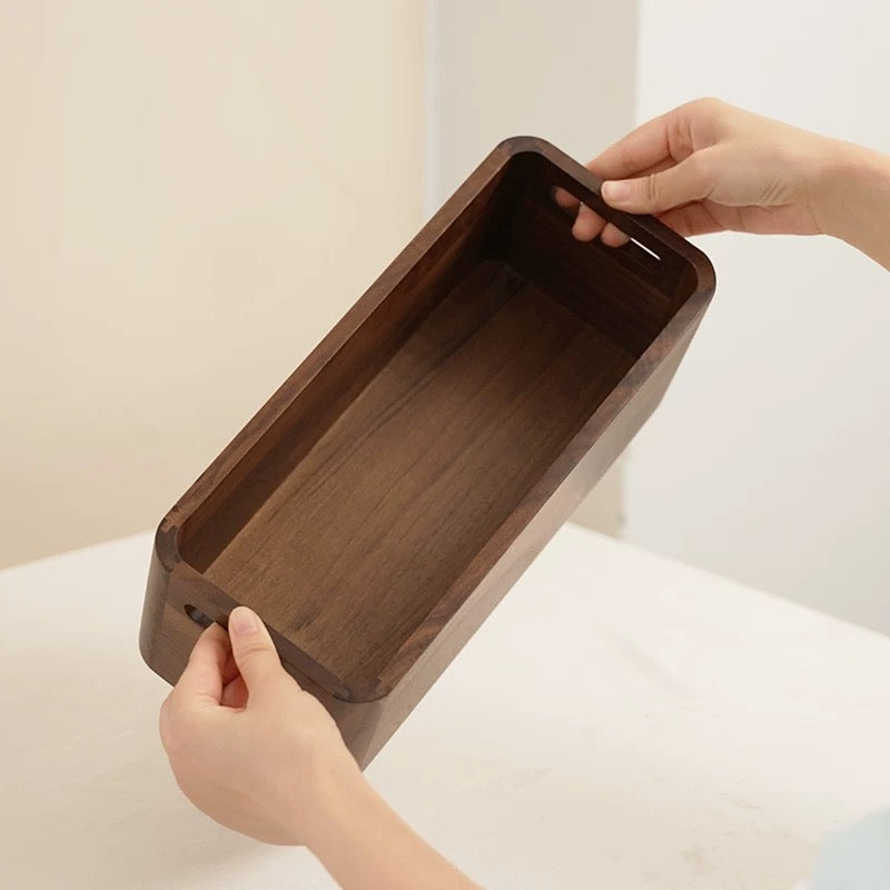 Premium solid walnut makeup storage organizer