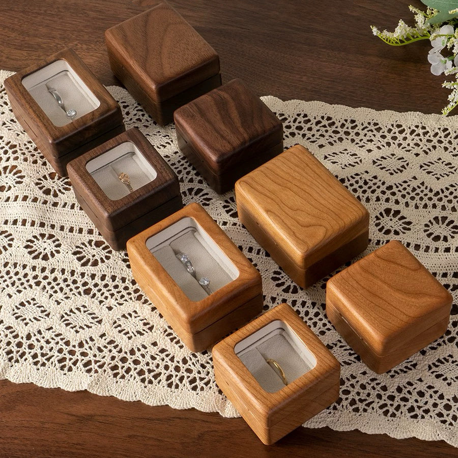 Side angle of Lumina solid wood ring box