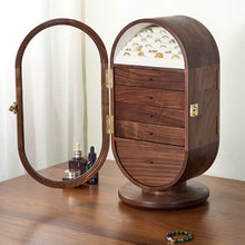 Solenne Solid Walnut Jewelry Cabinet with Vanity Mirror