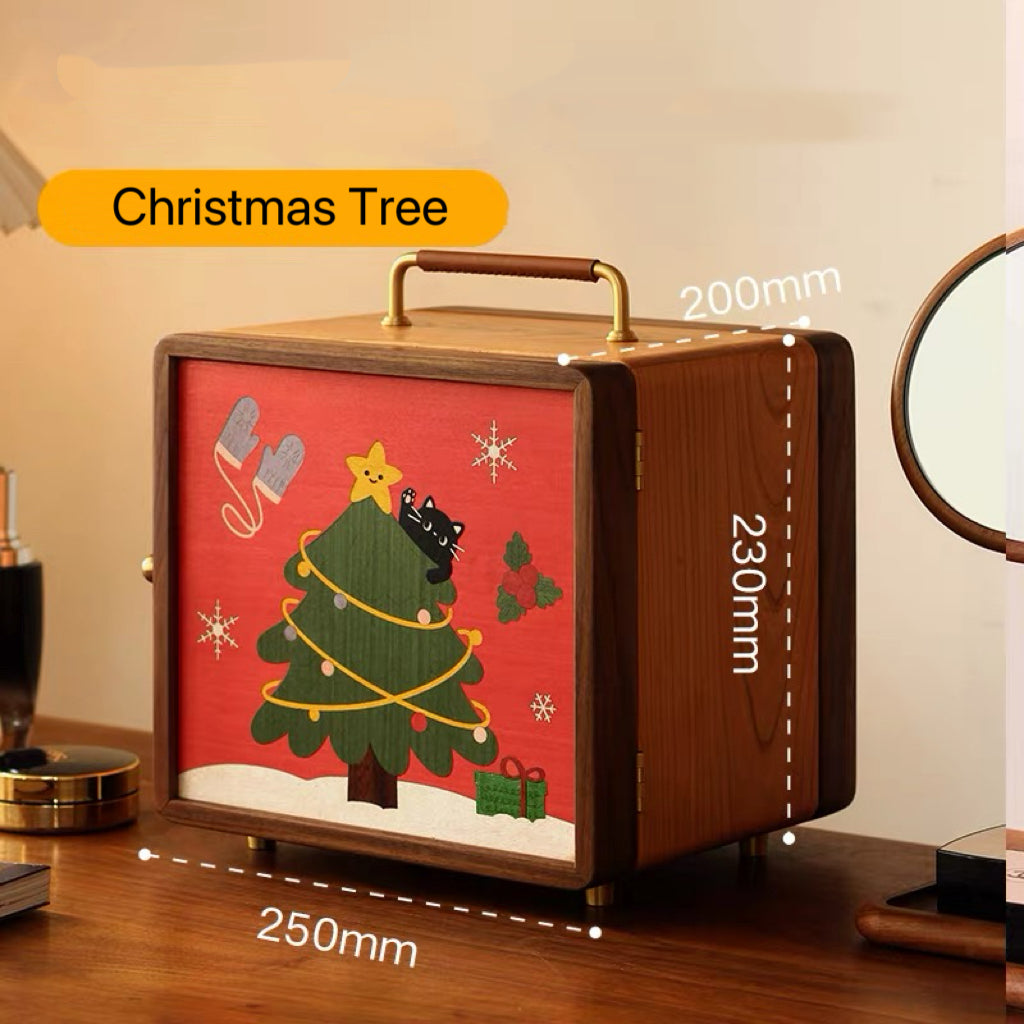 Solid Wood Jewelry Box Xmas edition with ornaments