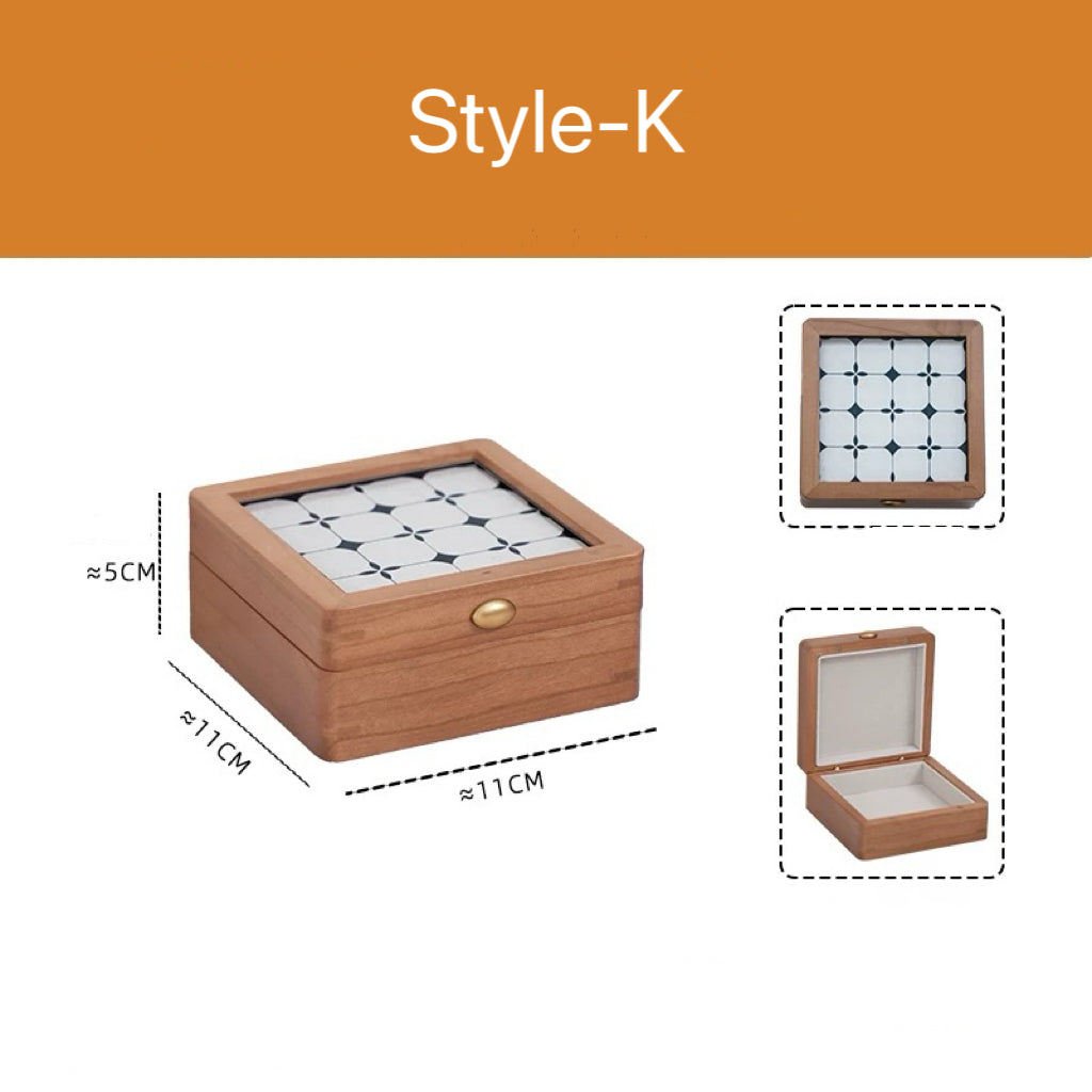 Solid cherry art glass jewelry box for elegant storage