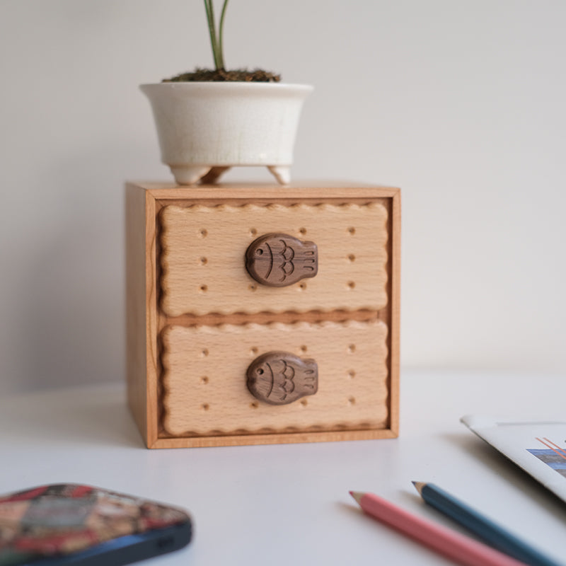 Wooden double-layer cookie design organizer box