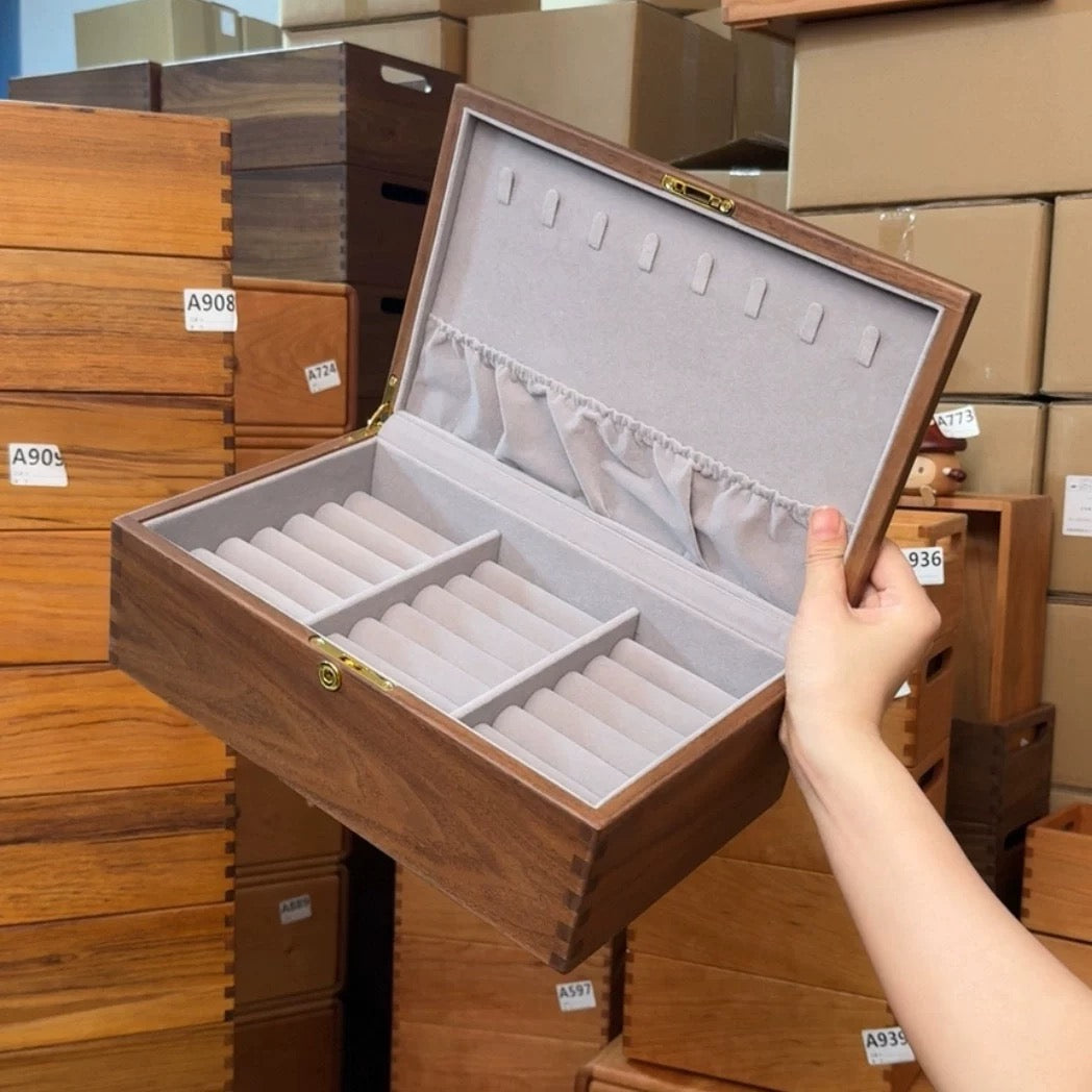 Wooden jewelry box for storing bracelets and accessories