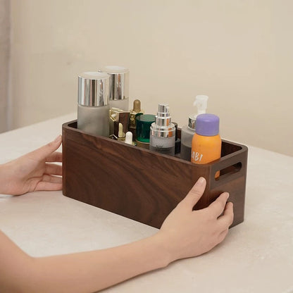 Woodfort Solid Walnut Makeup Organizer