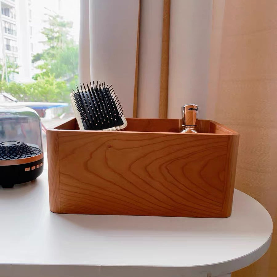 Woodfort solid walnut vanity organizer for cosmetics