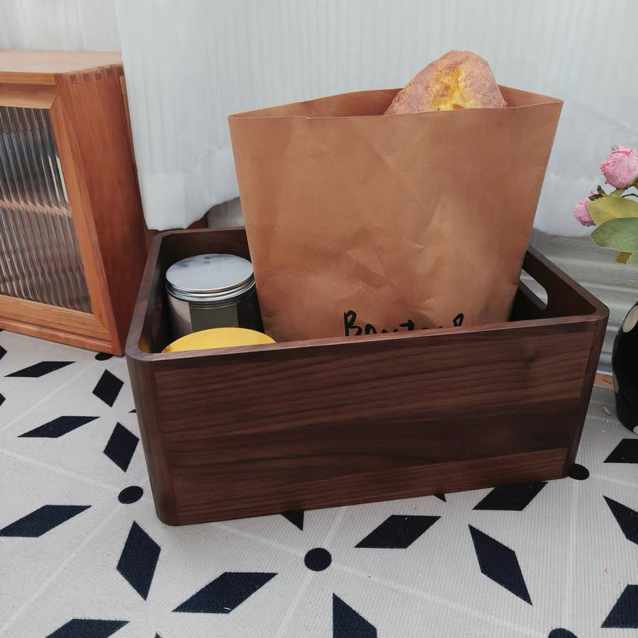 Woodfort walnut beauty organizer with compartments