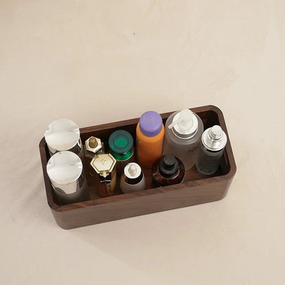 Woodfort wooden makeup organizer with natural walnut finish