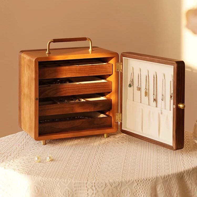 Xmas Exclusive Solid Wood Jewelry Box holding rings