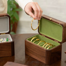 Julia Patterned Glass Walnut Bangle Box