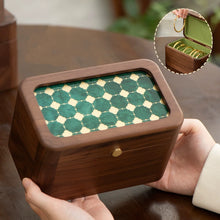 Julia Patterned Glass Walnut Bangle Box