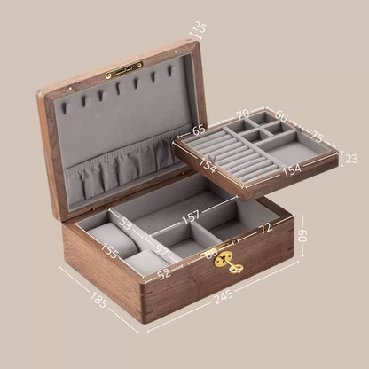 Maxine Two-Tier Walnut Jewelry Box