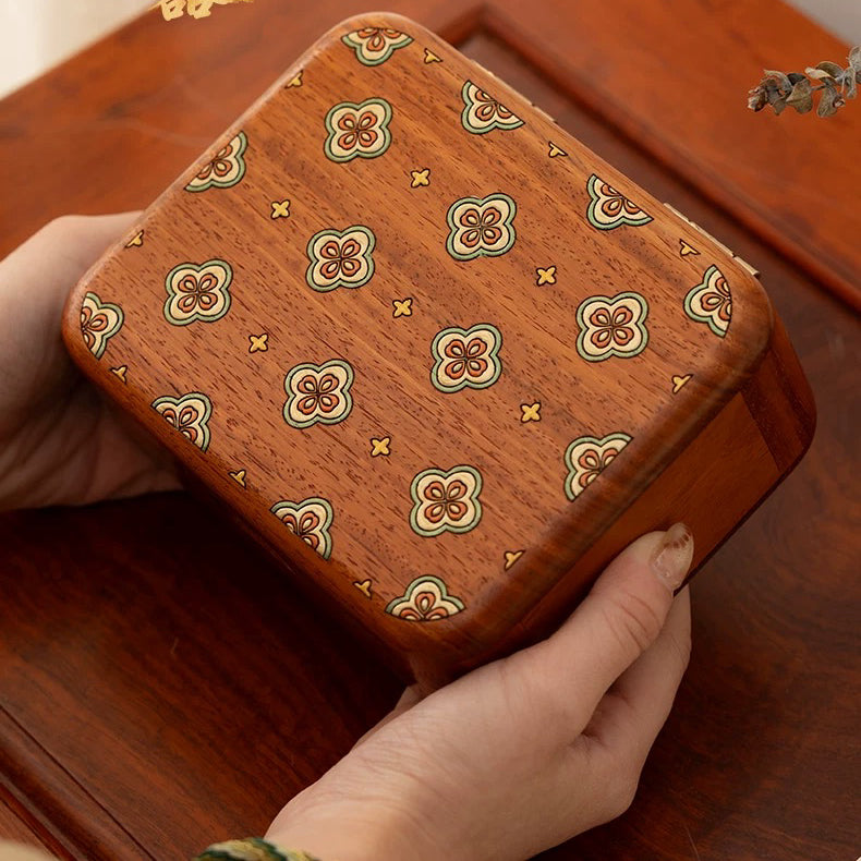 Luvie Retro Walnut & Rosewood Jewelry Box